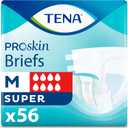 TENA ProSkin Unisex Super Briefs, Adult Incontinence Diapers with Tabs, Bladder Leaks control, Super Absorbency, Medium, 56 Count