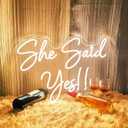 Large She Said Yes Neon Sign for Wedding Proposal Party, Wall Dcor, Flex Led Neon Light Signs for engagement party, Wedding Decoration, Romantic Neon Sign gift 23x16.3 IN, Warm White.