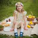 Little Bitty Girls Floral Dress Boho Ruffle Sleeveless Dresses Pleated Casual Swing Beach Sundress for Kids 2-7 Years (3-4T)