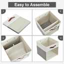 Bagnizer Storage Cubes, 4 Pack Linen Foldable Storage Bins (13 x 13 inch) with Clear Window and 2 Handles, Closet Organizers and Storage for Shelf Closet, Clothes, Books - (Gray and White)