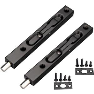 WANLIAN 6 inch Door Bolts,Door Slide Bolt Lock Door Flush Bolt Security Latch Bolt with Powerful Spring, Security Guard Lever Action Door Flush Bolt Latch for Bedroom,Cupboard(2pcs) (Black)