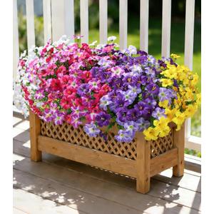 Artificial Flowers for Outdoors Decoration, 20 Bundles Faux Morning Glory with Eucalyptus Look Real UV Resistant Fake Plants Silk Flowers for Outside Yard Gardens Porch Patio Planter Home Urn, Mix