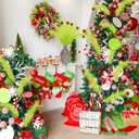 2 x Green Furry Christmas Picks 8pcs Lime Furry Christmas Tree Topper Decoration Green Curly Tree Picks with Red Ball Greens Pampas Grass Xmas Pick Elf Ornament for Xmas Wreath Vase Filler