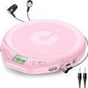 Gueray Portable CD Player with Earphones,CD Discman for Car Home with Anti-Skip Shockproof Protection,Personal CD Music Player with LCD Display Support PROG Memory Function (Pink)