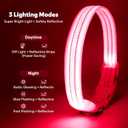 LED Lighted Reflective Dog Collar for Night Safety, USB Rechargeable, Glow Collar for Dogs, Waterproof, Adjustable Flashing (Pink, Small)