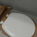 Mayfair Linden Slow Close Toilet Seat, Non Slip Heavy Duty Wood, Easy Install, Round, White