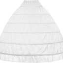 WOWBRIDAL Women 6 Hoops Skirt Crinoline Petticoats Slips Floor Length for Bridal Gown (One Size-Large, White)