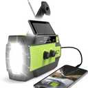Emergency Crank Weather Radio, 4000mAh Solar Hand Crank Portable AM/FM/NOAA, with 1W 3 Mode Flashlight & Motion Sensor Reading Lamp, Cell Phone Charger, SOS for Home and Emergency Green