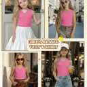 Girls' Tank Tops Sleeveless Shirts | Ribbed Knit, V Neck, Slim Fit, Summer, Casual, Basic Undershirts, Cute, for Kids 5-14Y, Teen, Solid Color, Back to School