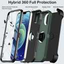 KECAI for iPhone 12 Case,iPhone 12 Pro Case with Belt Clip Holster,Built-in Screen Protector,Heavy Duty Shockproof Drop Protection Military Grade Rugged Phone Cover with Kickstand (Dark Green)