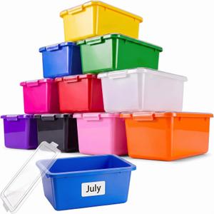 10 Pcs Classroom Storage Cubby Bins with Latching Lid,Candy