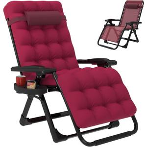 Slendor Zero Gravity Chair, Recliner Lounge Chairs with Cushion, Wine Red, 26 inches x 32 inches x 45 inches