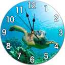 Sea Turtle Wall Clock Battery Operated Silent Non Ticking Round Clock Wall Decor for Home Kitchen Living Room 9.8 Inch