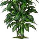 Artificial Dracaena Plant Indoor 5FT - Fake Tree with White Tall Planter - Faux Yucca Tall Fake Floor Plant in Pot - Artificial Trees for Home Office Living Room Decor Indoor