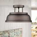 zeyu Farmhouse Semi-Flush Mount Ceiling Light - 2-Light 12 Inch Ceiling Light Fixture for Bedroom Kitchen Hallway, Oil Rubbed Bronze Finish, ZY29-F ORB