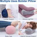 1 MIDDLE ONE Bolster Pillow with Removable Velvet Cover, Round Cylinder Neck Roll Pillow for Head, Back, Leg Support, Decorative Bed and Couch Pillow 16 x 6 Inches (Cooling Grey)