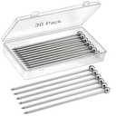 30 Pcs Metal Cocktail Picks, AIMEIKI Stainless Steel Cocktail Skewer Reusable Martini Olive Picks Garnish Toothpick for Drinks Appetizers Fruit BBQ Snacks with Box, 4.3 inch
