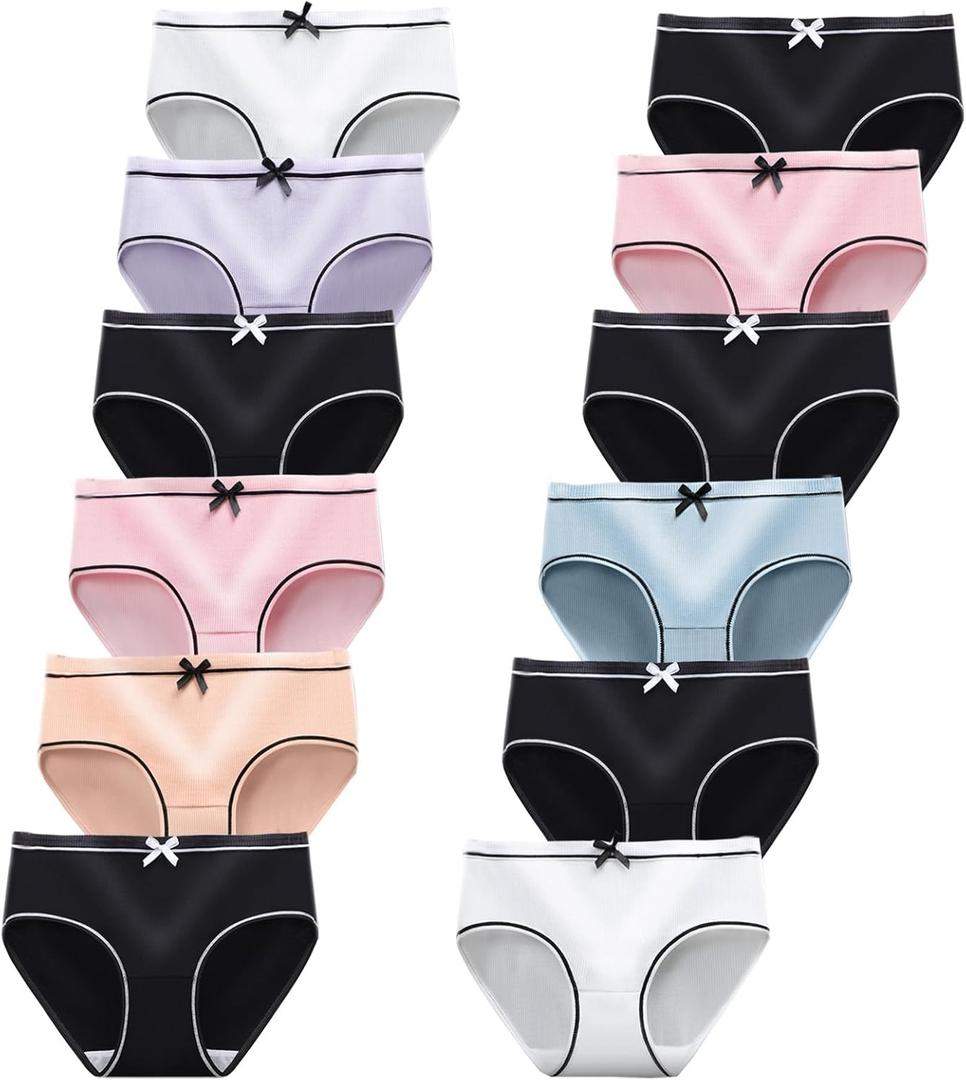 Girls Underwear for 12 Pack Teen Cotton Briefs L