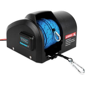 Camco TRAC-Outdoor Products Fisherman 25-G3 Electric Anchor Winch - Anchors Up to 25 lb. - Includes 100-feet of Pre-Wound Anchor Rope with Use (69002), Black