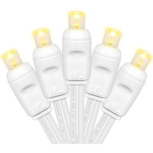 Christmas Lights 50 LED 17FT Commercial Mini LED String Lights, 120V UL, White Wire Xmas Lights for Indoor & Outdoor Use, Holiday Party Decorations,Trees, Light Displays (Warm White)