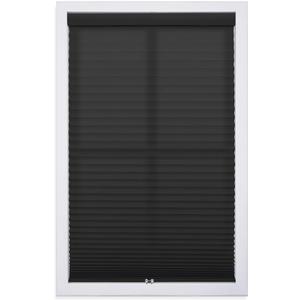 DEZ FURNISHINGS Cordless 1" Light Filtering Pleated Shade, Fabric, 32" W x 48" H, Black