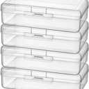 Thintinick 4 Pack Rectangular Clear Plastic Storage Containers Box with Hinged Lid for Beads and Other Small Craft Items (8 x 4.7 x 2.3 inch)