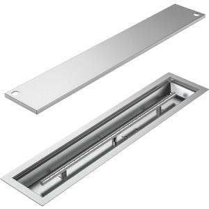 Skyflame Linear Stainless Steel Drop-in Fire Pit Pan and Burner with Burner Cover, 36 by 6-Inch