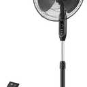 PELONIS 16'' Pedestal Fan for Bedoom with Remote, Upgraded, Standing Fan with 7-Hour Timer, 90 Oscillation, 3-Speeds, Adjustable Height, Electric Cooling Fans for Living Room and Office, 16-inch AC Motor