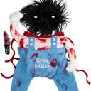 Deadly Dog Costume Halloween Costumes Adjustable Cosplay Clothes, Funny Doll Wig Pug Dog Party Christmas Costume for Small Medium Large Dogs Puppy Cat Outfit Apparel