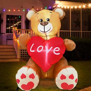TURNMEON 3.5 Ft Valentines Day Inflatables Outdoor Decorations, Valentines Blow up Bear Holds Love Heart with Bulit-in LED Lighted Valentines Day Decorations for Yard Garden Home Indoor Outdoor Party