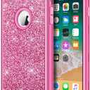 Hython Designed for iPhone 8 Plus, iPhone 7 Plus Case, Heavy Duty Defender Protective Bling Glitter Sparkle Hard Shell Hybrid Shockproof Rubber Bumper Cover for 7 Plus and 8 Plus, Rose Red