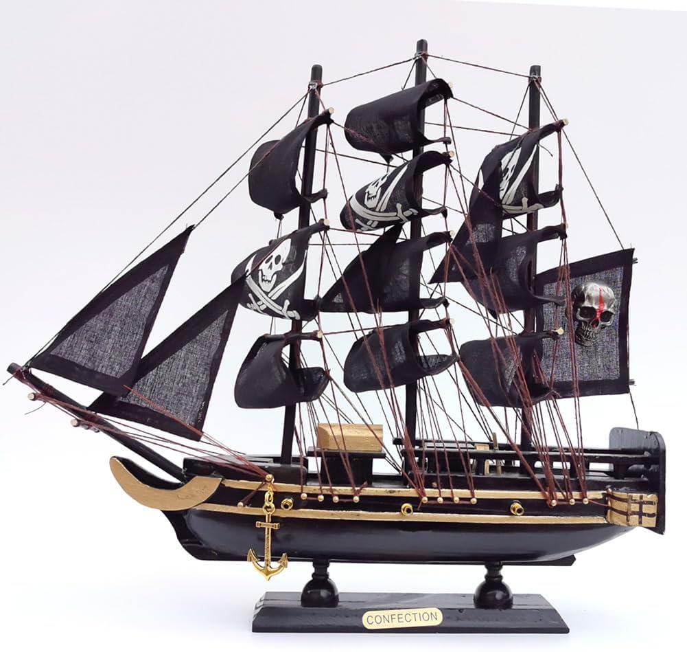 Lizipai Smooth Sailing Model Mediterranean Sailing Wooden Sailing Furniture Furnishings Room Decoration (Black)