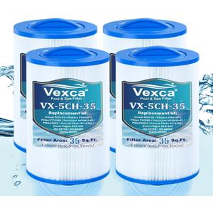 Vexca 5CH-35 Spa Filter Replacement for Pleatco PMAX50P4, PAS35P, Unicel 5CH-35, Baleen AK-90109, Excel Filters XLS-526, Pure N Clean PC-0300, SD-00780, SD-00650, 35 Sq.Ft, 4 Pack
