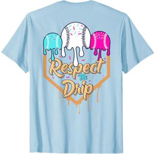 Baseball Ice Cream Drip Boys Home Plate Glove Respect Drip T-Shirt, 3T