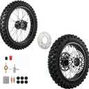 Rear Wheel Tire 80/100-12 Front Tire 60/100-14 Inner Tube wheel rim with 12mm Bearing Chain Sprockets 190mm Brake Disc Rotor For Dirt Pit Bike Apollo SSR CRF 50cc 70 110cc 140cc (12mm Bearing Bore)