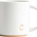 COLLECTIVE HOME - Monogram Ceramic Mugs, 15 oz Golden Initial Coffee Cups, Elegant Alphabet Tea Mugs, Elegant Personalized Mug with Gift Box, Luxurious Cups for Office and Home (c)