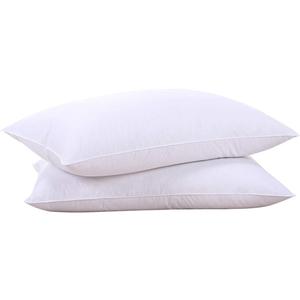 Waterfowl Feathers and Down White Pillows with 100% Cotton Cover, Bed Sleeping Hotel Collection Pillows Set of 2, 20"x26"