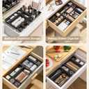 KEMETHY 25 PCS Plastic Drawer Organizers Set, 4 Sizes Vanity Organizer, Makeup and Desk Drawer Organizer Trays, Organization and Storage for Makeup, Bathroom, Kitchen Utensils and Office (Black)