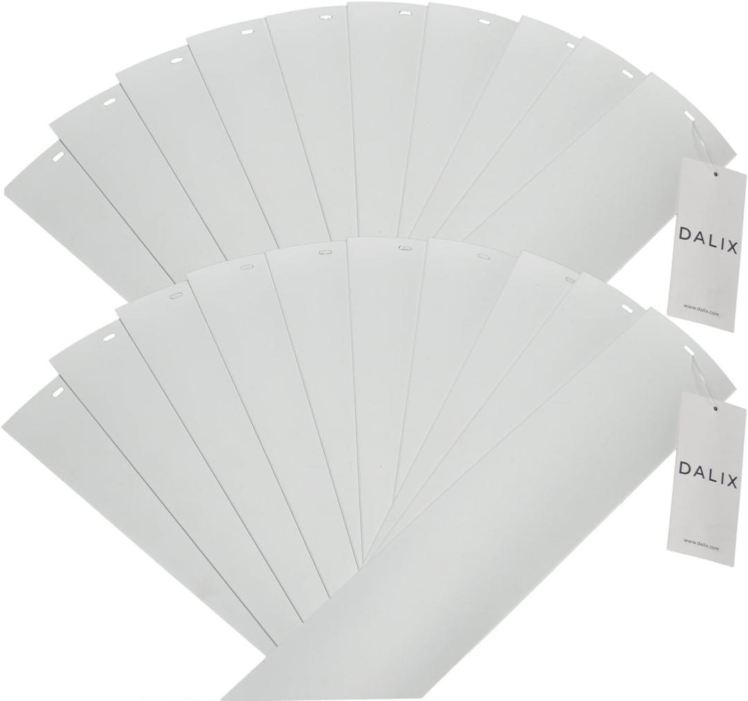 DALIX PVC Vertical Blind Replacement Slats Curved Smooth White 82.5 x 3.5 (20-Pack)