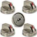 DG64-00473A Stove Knobs Replacements, 5 Pack Metal Oven Knobs Compatible with Samsung NX58H5600SS NX58F5700WS NX58H5650WS NX58J7750SS NX58M6850SS Gas Range Knobs etc