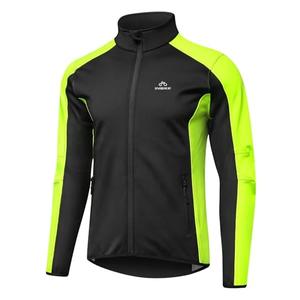 INBIKE Cycling Jacket for Men Running Biking Jackets Mens Windbreaker Reflective Windproof Fleece Lined Cold Weather Black Green X-Large