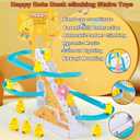 Small Ducks Climbing Toys, Electric Llittle Duck Climbing Stairs Toy, Funny Duck Roller Coaster Track with 9 Ducks LED Lights & Music Button, Small Duck Slide Toy for Children Kids and Baby