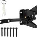 HILLMASTER Upgrade Self-Locking Gate Latch for Wooden Fence Heavy Duty, Automatic Gravity Lever Door Latches with Longer Fasteners & Pull String for Secure Pool, Garden, Black Finish/4.7in (1 Pack)