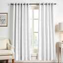 Mayfair Linen 3 Ply White Linen Curtains 84 Inch Length 2 Panels Set - Bedroom Living Room Curtains 84 Inches Long, Rod Pocket Back Tab Textured Window Drapes Soft Semi Sheer Light Filtering Panels