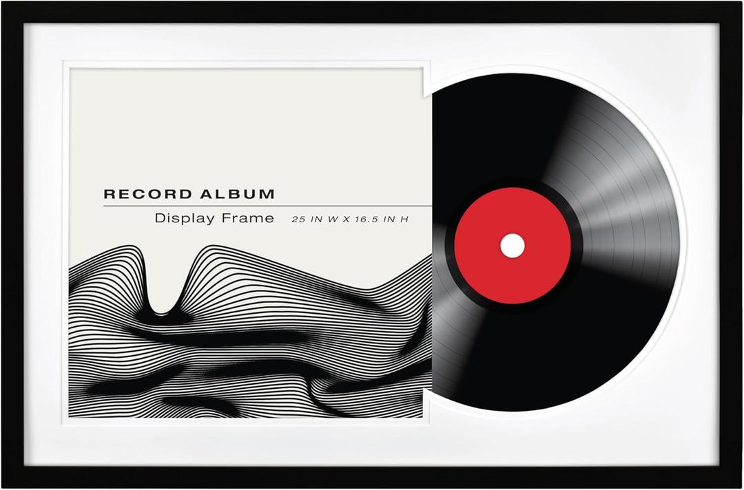 MCS Double Matte Record Album Frame, 16.5x25 Record Frame, Black Frame for LP Vinyl Record & Jacket Display (1-Pack)