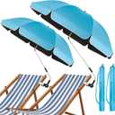 2 Pack 48.6" Ruffle Edge Chair Umbrella with Clamp, Blue | 360° Adjustable Beach Chair Umbrella, UPF50+ Sun Protection, Portable Bag
