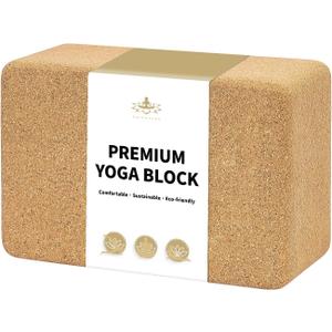 Hatha Yoga Cork Yoga Block, Natural Cork from Portuguese, Premium Brick 9"x6"x3", Eco-Friendly Yoga Accessories for Yoga, Pilates & Stretching