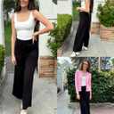 Arach&Cloz Womens 2025 Spring Sweater Pants Wide Leg Elastic High Waist Cute Casual Flowy Lounge Winter Knit Trousers Pockets (Black)