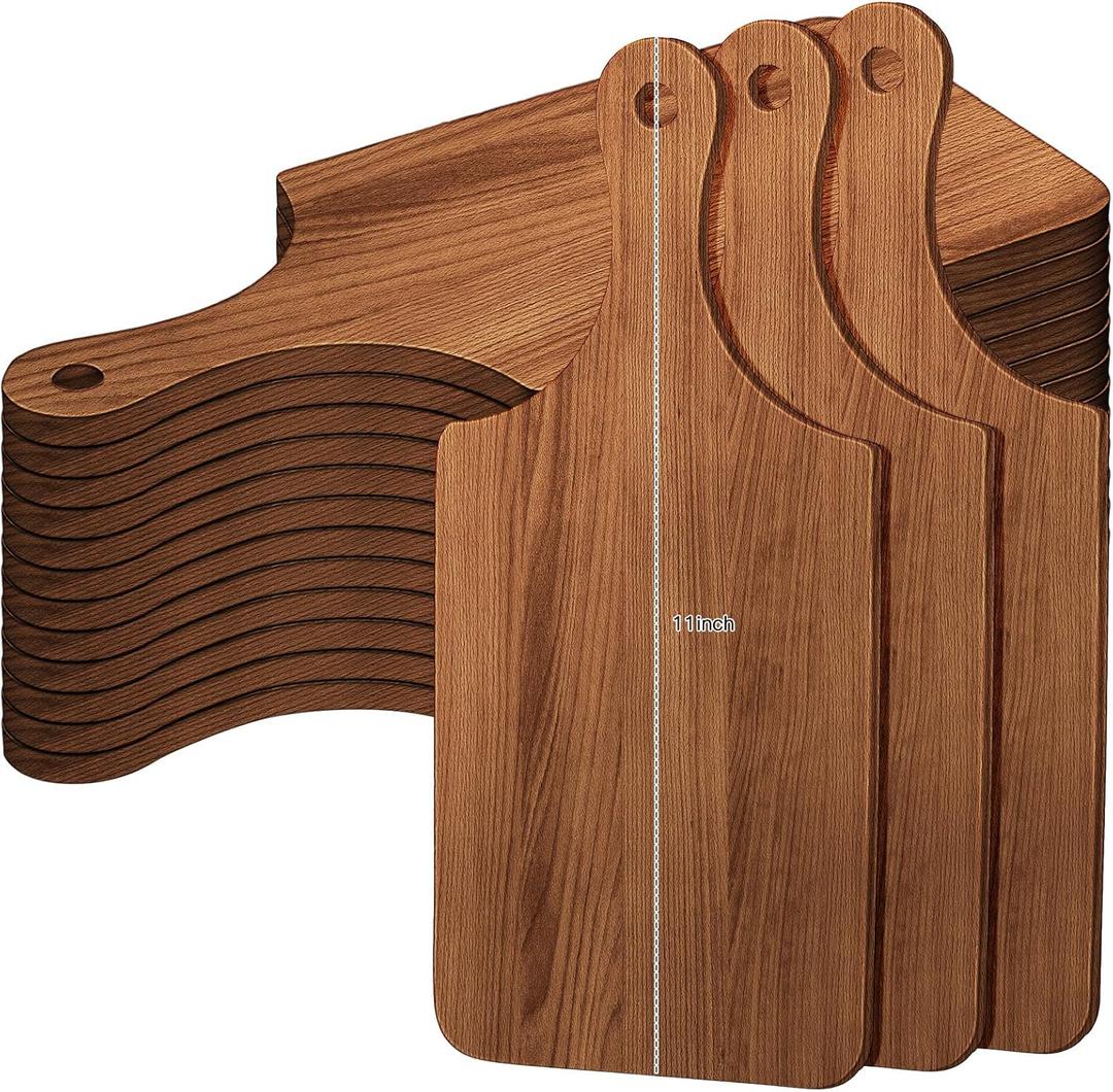 Zubebe 12 Pcs Bulk Wood Cutting Board with Handle Cutting Board for Laser Engraving, 11" x 5" Acacia Serving Trays Charcuterie Trays for Customized Wedding Housewarming Mom Christmas Gift Party Favor