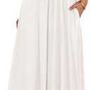 BTFBM Summer Maxi Dresses for Women 2025 Strapless Ruched Tube Top Flowy Beach Vacation Wedding Guest Fall Dress Pockets (Medium, White)